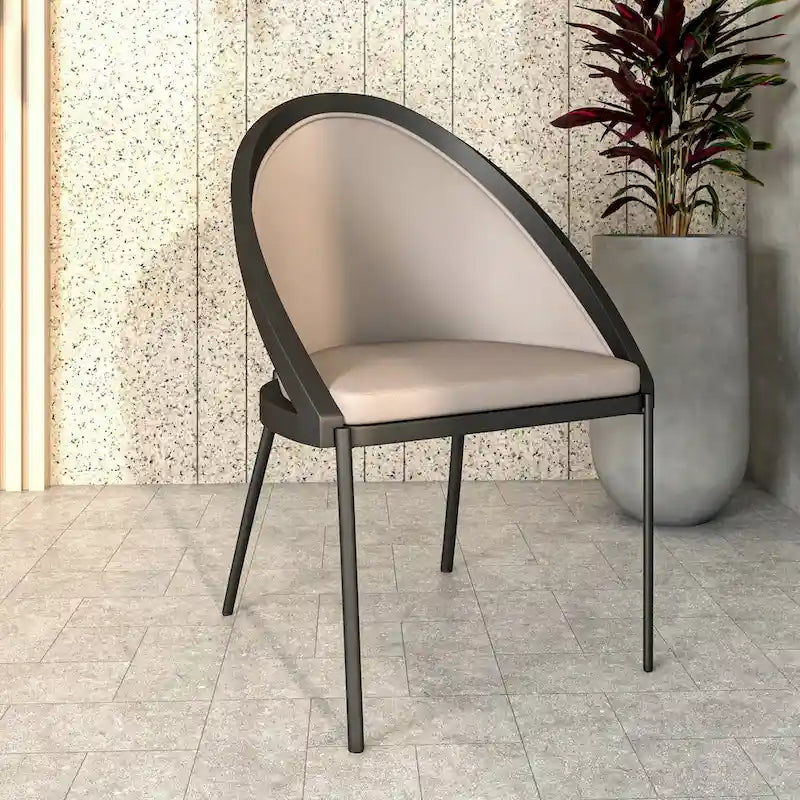 Urbane Upholstered Faux Leather Dining Chair with Powder Coated Steel Legs by LeisureMod