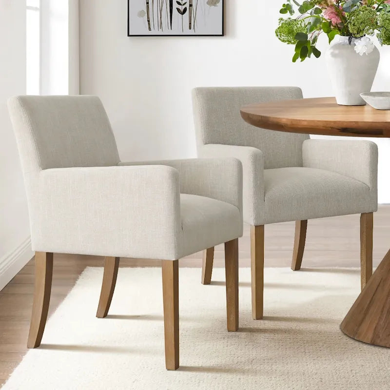Linen Upholstered Armchair(Set of 2)