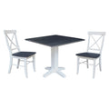 36 Solid Wood Square Dual Drop Leaf Dining Table with 2 Dining Chairs