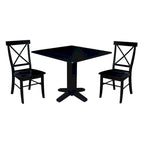 36 Solid Wood Square Dual Drop Leaf Dining Table with 2 Dining Chairs