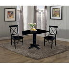 36 Solid Wood Square Dual Drop Leaf Dining Table with 2 Dining Chairs