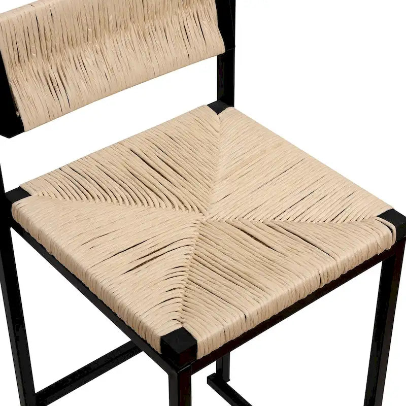 Bar Stools Set of 2 Paper Rope Weave Dining Chairs