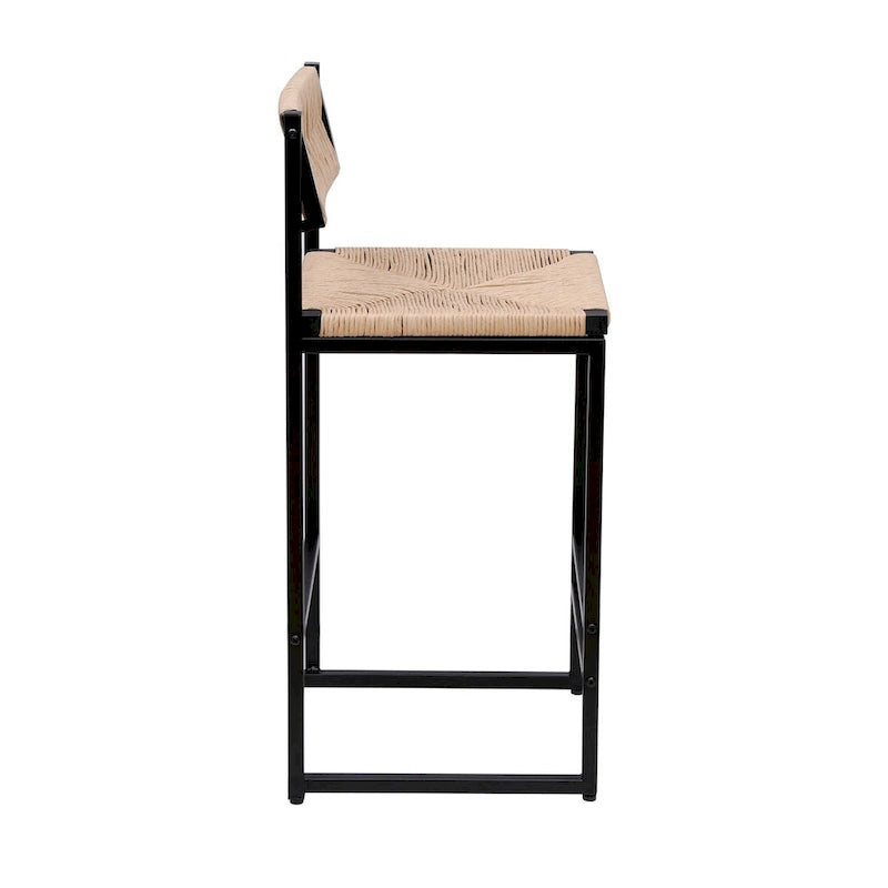 Bar Stools Set of 2 Paper Rope Weave Dining Chairs