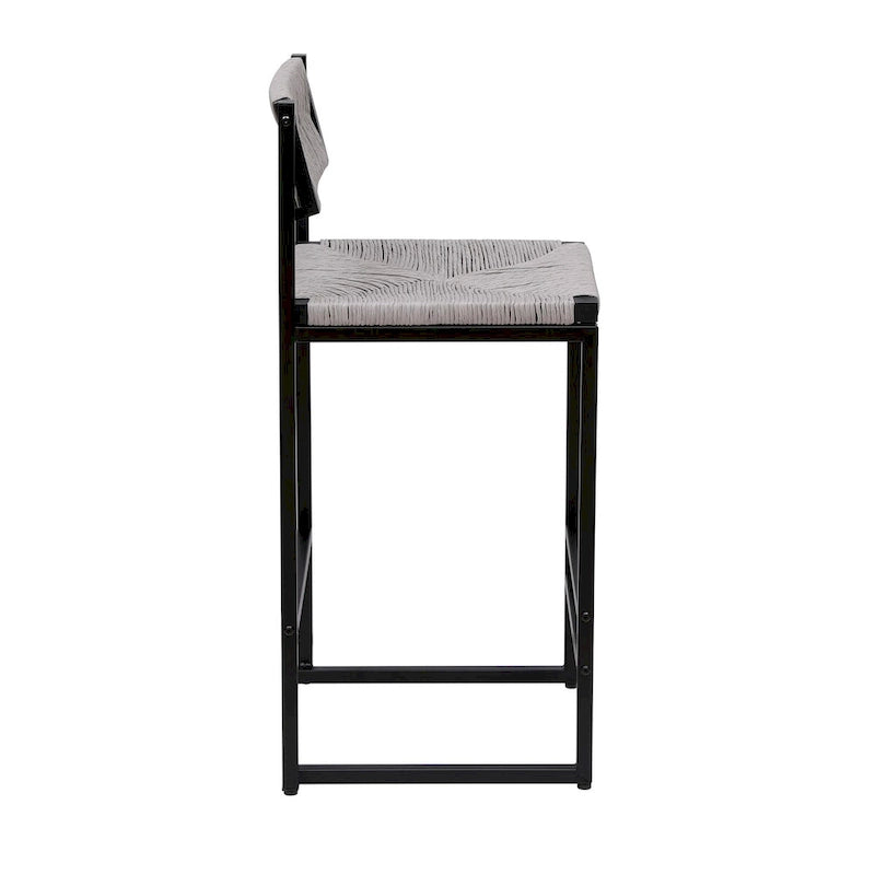 Bar Stools Set of 2 Paper Rope Weave Dining Chairs