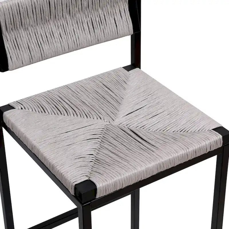Bar Stools Set of 2 Paper Rope Weave Dining Chairs