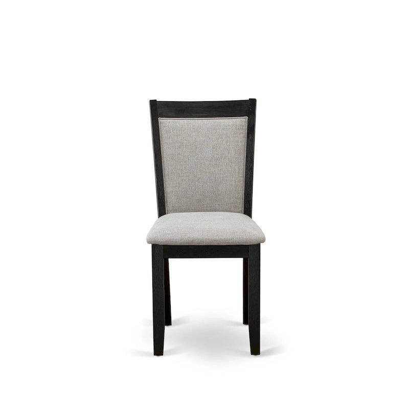 East West Furniture 7 Piece Dinette Set- a Dining Table and 6 Linen Fabric Parson Chairs, Black(Fabric Color Options)