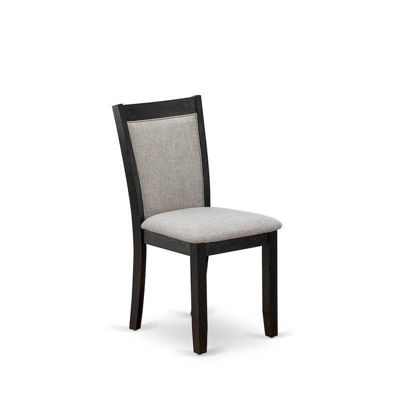 East West Furniture 7 Piece Dinette Set- a Dining Table and 6 Linen Fabric Parson Chairs, Black(Fabric Color Options)