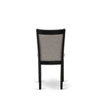 East West Furniture 7 Piece Dinette Set- a Dining Table and 6 Linen Fabric Parson Chairs, Black(Fabric Color Options)