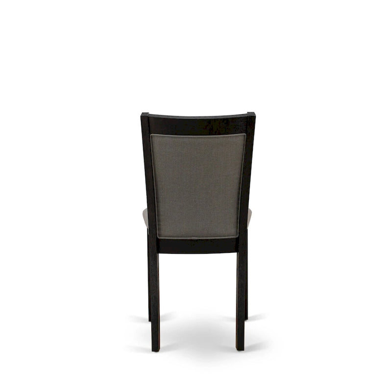East West Furniture 7 Piece Dinette Set- a Dining Table and 6 Linen Fabric Parson Chairs, Black(Fabric Color Options)