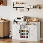 52Farmhouse Coffee Bar Cabinet with Floating Shelf - 15.75D x 52W x 34H