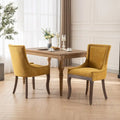 Thickened Fabric Dining Chairs w/Solid Wood Legs,Bronze nail head,Set of 2