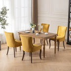 Thickened Fabric Dining Chairs w/Solid Wood Legs,Bronze nail head,Set of 2