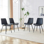 A Set Of 4 Style Restaurant Cushioned Chairs With Suede Backrests And Black Metal Legs,Suitable For Kitchens,Lounges,Farmhouses