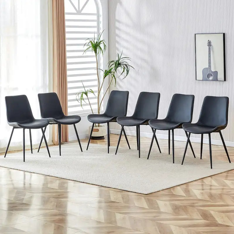 A Set Of 4 Style Restaurant Cushioned Chairs With Suede Backrests And Black Metal Legs,Suitable For Kitchens,Lounges,Farmhouses