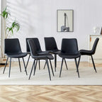 A Set Of 4 Style Restaurant Cushioned Chairs With Suede Backrests And Black Metal Legs,Suitable For Kitchens,Lounges,Farmhouses