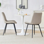 A Set Of 4 Style Restaurant Cushioned Chairs With Suede Backrests And Black Metal Legs,Suitable For Kitchens,Lounges,Farmhouses