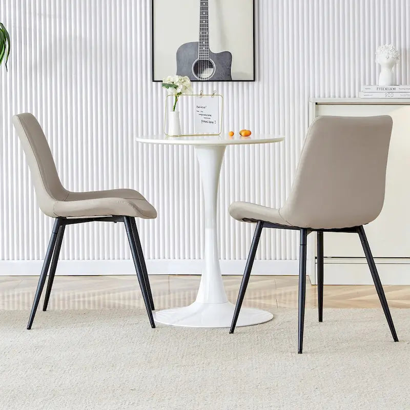 A Set Of 4 Style Restaurant Cushioned Chairs With Suede Backrests And Black Metal Legs,Suitable For Kitchens,Lounges,Farmhouses