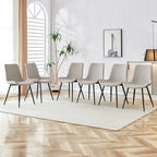 A Set Of 4 Style Restaurant Cushioned Chairs With Suede Backrests And Black Metal Legs,Suitable For Kitchens,Lounges,Farmhouses