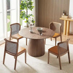 Round Dining Table Kitchen Table Small Space Dining Table MDF for 4-6 People - D 47.24 x H 49.63
