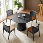 Round Dining Table Kitchen Table Small Space Dining Table MDF for 4-6 People - D 47.24 x H 49.63