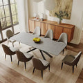 9 - Piece Extendable Rectangular Sintered Stone Cross Legs Dining Set With 8 Chairs