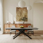 9 - Piece Extendable Rectangular Sintered Stone Cross Legs Dining Set With 8 Chairs