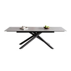 9 - Piece Extendable Rectangular Sintered Stone Cross Legs Dining Set With 8 Chairs