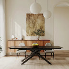 9 - Piece Extendable Rectangular Sintered Stone Cross Legs Dining Set With 8 Chairs