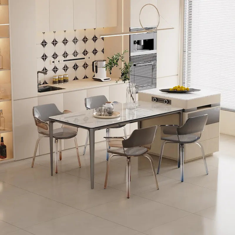 Luxurious Italian Marble Dining Table Sintered Stone Top Rectangular - 61.81x11.42x11.81 inch