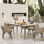 Luxurious Italian Marble Dining Table Sintered Stone Top Rectangular - 61.81x11.42x11.81 inch