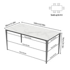Luxurious Italian Marble Dining Table Sintered Stone Top Rectangular - 61.81x11.42x11.81 inch