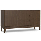 WYNDENHALL Pearson SOLID HARDWOOD 60 inch Wide Rectangle Modern 3 Door Sideboard Buffet / Storage Cabinet in Walnut Brown