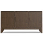 WYNDENHALL Pearson SOLID HARDWOOD 60 inch Wide Rectangle Modern 3 Door Sideboard Buffet / Storage Cabinet in Walnut Brown