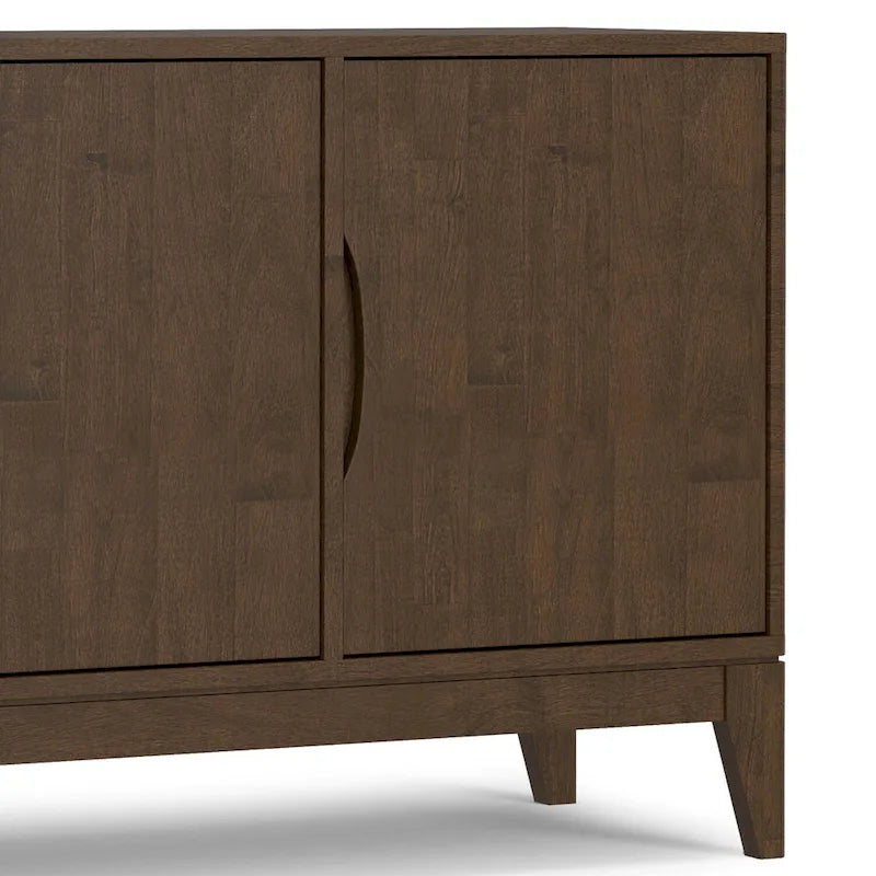 WYNDENHALL Pearson SOLID HARDWOOD 60 inch Wide Rectangle Modern 3 Door Sideboard Buffet / Storage Cabinet in Walnut Brown