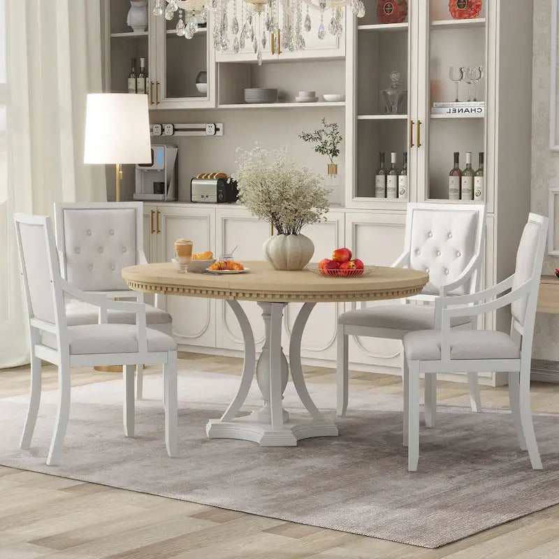 Nestfair Retro 5-piece Dining Set with 4 Chairs and Extendable Table