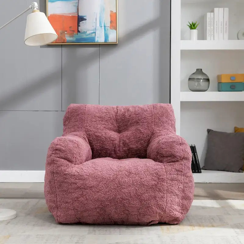 Mieres Faux Fur Fabric Bean Bag Chair, Floor Sofa For Living Room, Bedroom Lazy Sofa