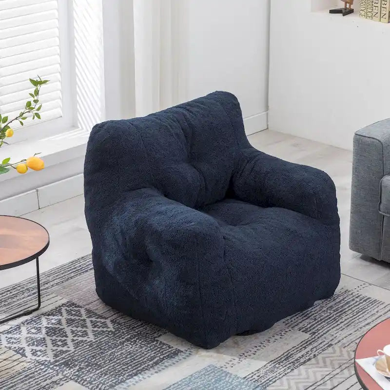 Mieres Faux Fur Fabric Bean Bag Chair, Floor Sofa For Living Room, Bedroom Lazy Sofa