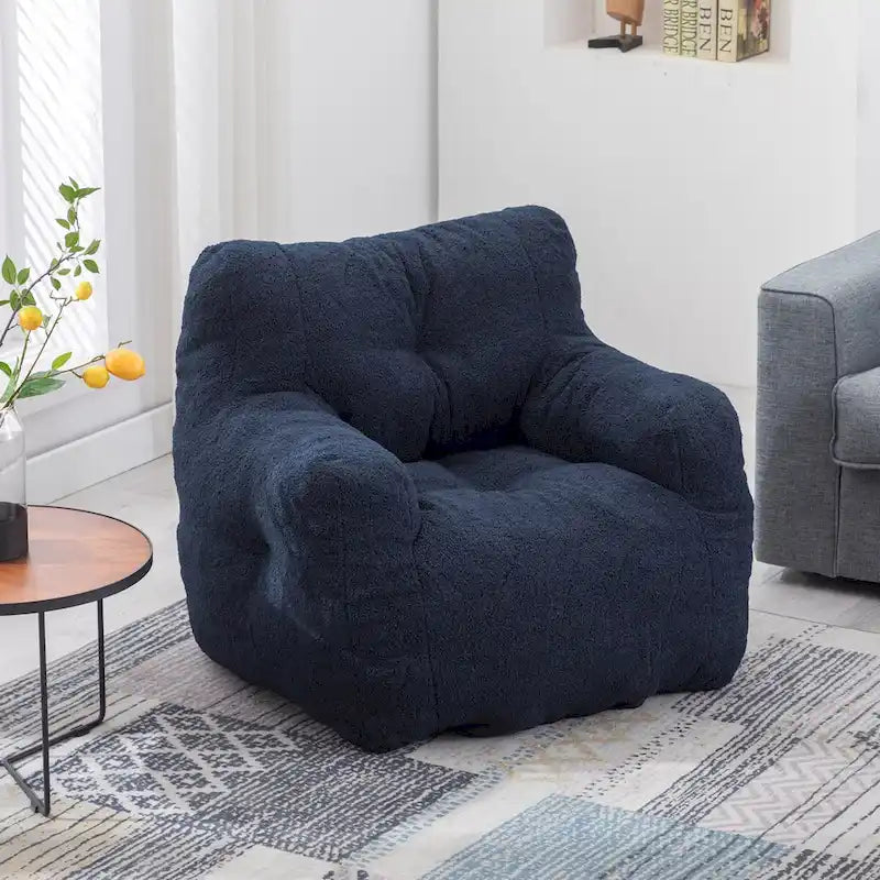 Mieres Faux Fur Fabric Bean Bag Chair, Floor Sofa For Living Room, Bedroom Lazy Sofa