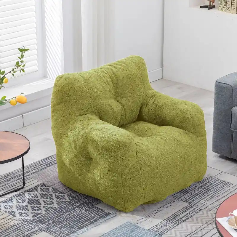 Mieres Faux Fur Fabric Bean Bag Chair, Floor Sofa For Living Room, Bedroom Lazy Sofa