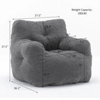 Mieres Faux Fur Fabric Bean Bag Chair, Floor Sofa For Living Room, Bedroom Lazy Sofa