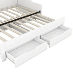 Twin to King Size Daybed Frame with Storage Bookcases and Two Drawers,Charging Design