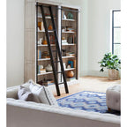 Avondale 8' Tall Bookcase Wall With Ladder, Storage Organizer, Display Shelf for Office, Brown - 80W x 94H x 15D