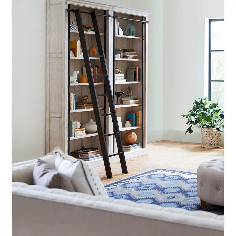 Avondale 8' Tall Bookcase Wall With Ladder, Storage Organizer, Display Shelf for Office, Brown - 80W x 94H x 15D