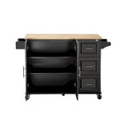 Mobile Kitchen Island & Kitchen Cart,With Extendable Rubber Wood Top and 3 Drawers - 53.93(L) x 17(W) x 36.22(H