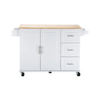 Mobile Kitchen Island & Kitchen Cart,With Extendable Rubber Wood Top and 3 Drawers - 53.93(L) x 17(W) x 36.22(H
