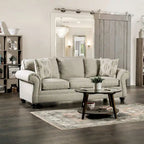 Chetbert Transitional Cream Fabric Upholstered 2-Piece Sofa Set