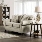Chetbert Transitional Cream Fabric Upholstered 2-Piece Sofa Set