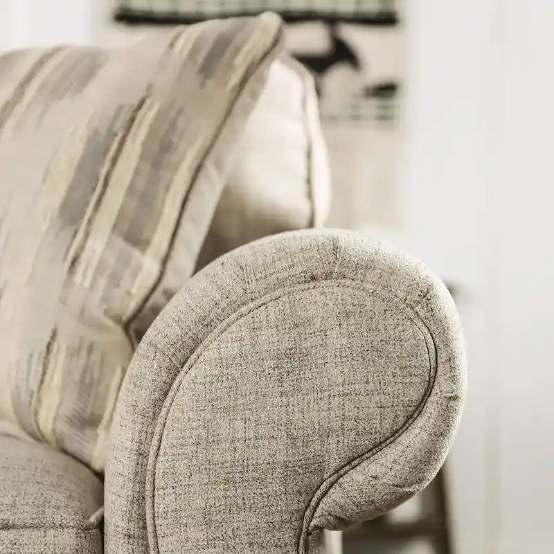 Chetbert Transitional Cream Fabric Upholstered 2-Piece Sofa Set