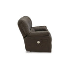 Signature Design by Ashley Leesworth Brown Reclining Power Loveseat - 65W x 41D x 41H
