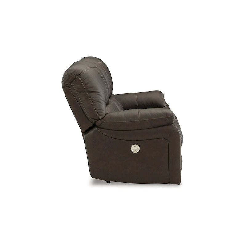 Signature Design by Ashley Leesworth Brown Reclining Power Loveseat - 65W x 41D x 41H
